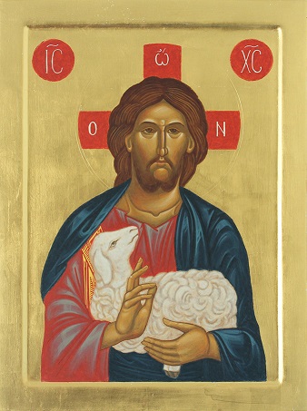 Ikona - Chrystus dobry pasterz - złota