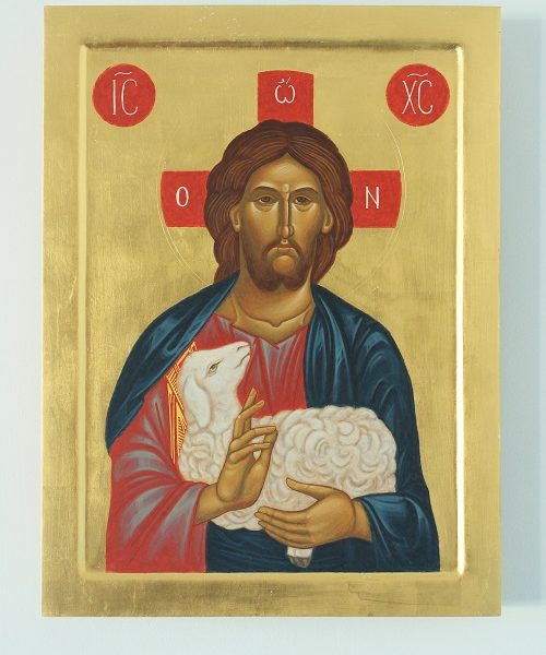 Ikona - Chrystus Dobry Pasterz - Złote tło