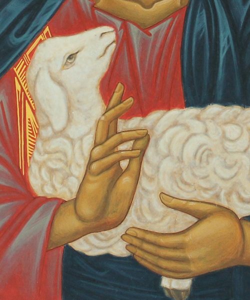 Ikona - Chrystus Dobry Pasterz - Złote tło