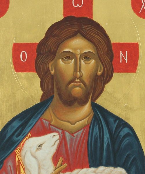Ikona - Chrystus Dobry Pasterz - Złote tło